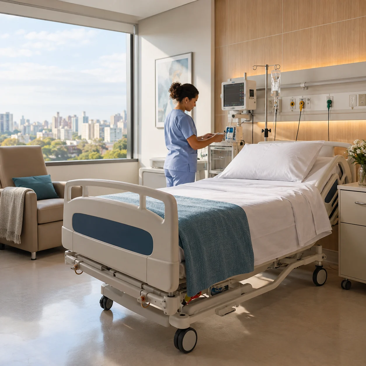 Quarto hospitalar preparado. Imagem ilustrativa.